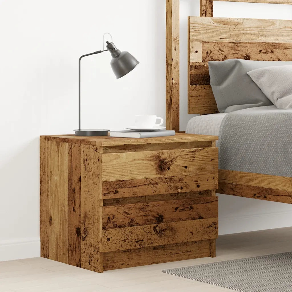 Comodino | Armadio da Notte | Mobiletto da notte Legno Antico 50x40x43.5 cm in Legno Multistrato