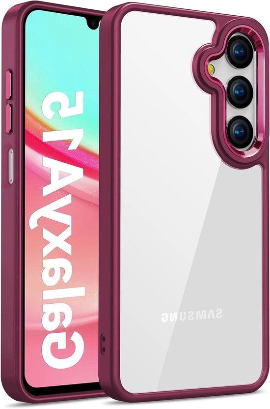 Protezione Premium Crystal Clear per Samsung Galaxy A15 4G/5G - anti-abbagliamento, resistente agli urti, resistente ai graffi - retro trasparente in vetro - colore vino.