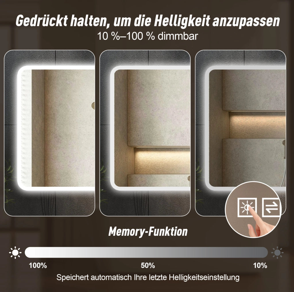 Specchio LED da bagno con antiappannamento e luce regolabile