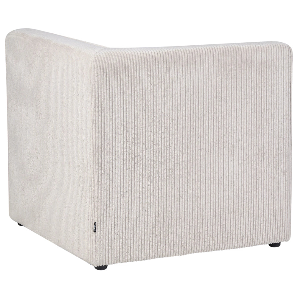 Modulo a un posto con angolo destro in velluto a coste beige stile moderno