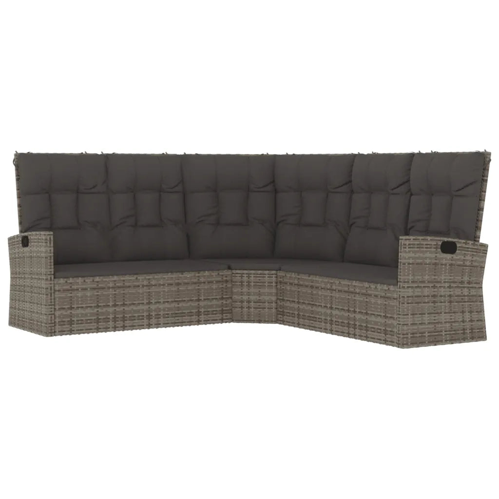 Set Divani da Giardino 4 pz con Cuscini in Polyrattan Grigio