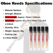 Hobo Riet di Mezzo - 5 Pezzi - Manufatto a mano - Duraturo - Adatto per Oboe - Lunghezza 72 mm