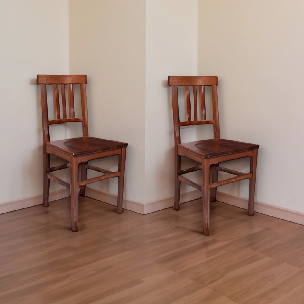Set di 2 Sedie da soggiorno o Soulik, stile country, legno massello di faggio, cm 44x44.5h89, colore Noce