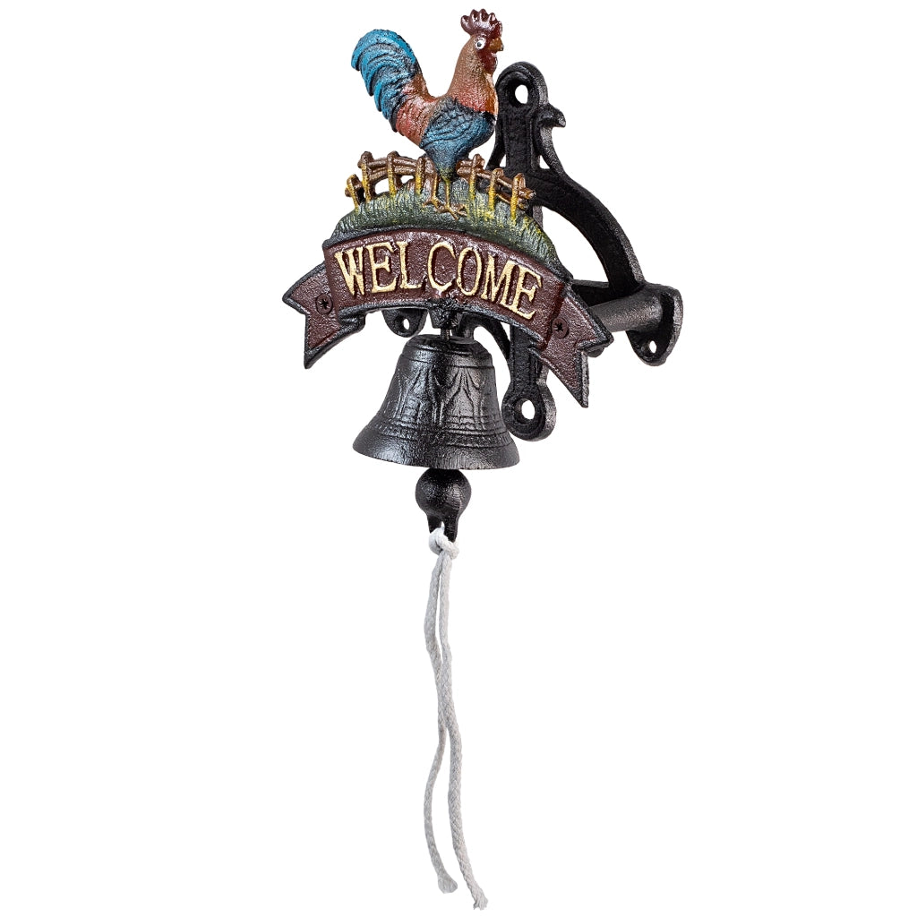 Campanello in ghisa KADAX con decorazione a forma di gallo, stile retrò, ornamentale.