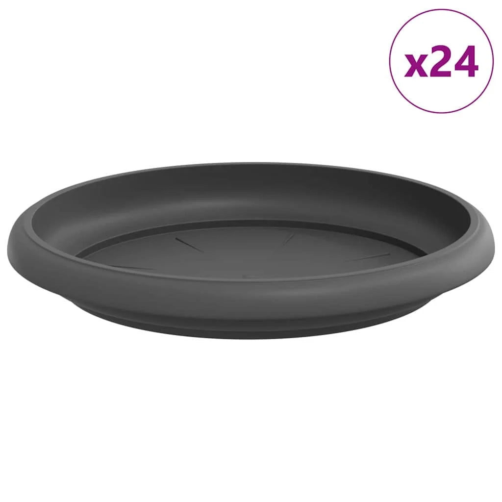 Set di 24 pratici vassoi rotondi per fiori 14 x 14 x 2 cm in plastica nera 02_0059353