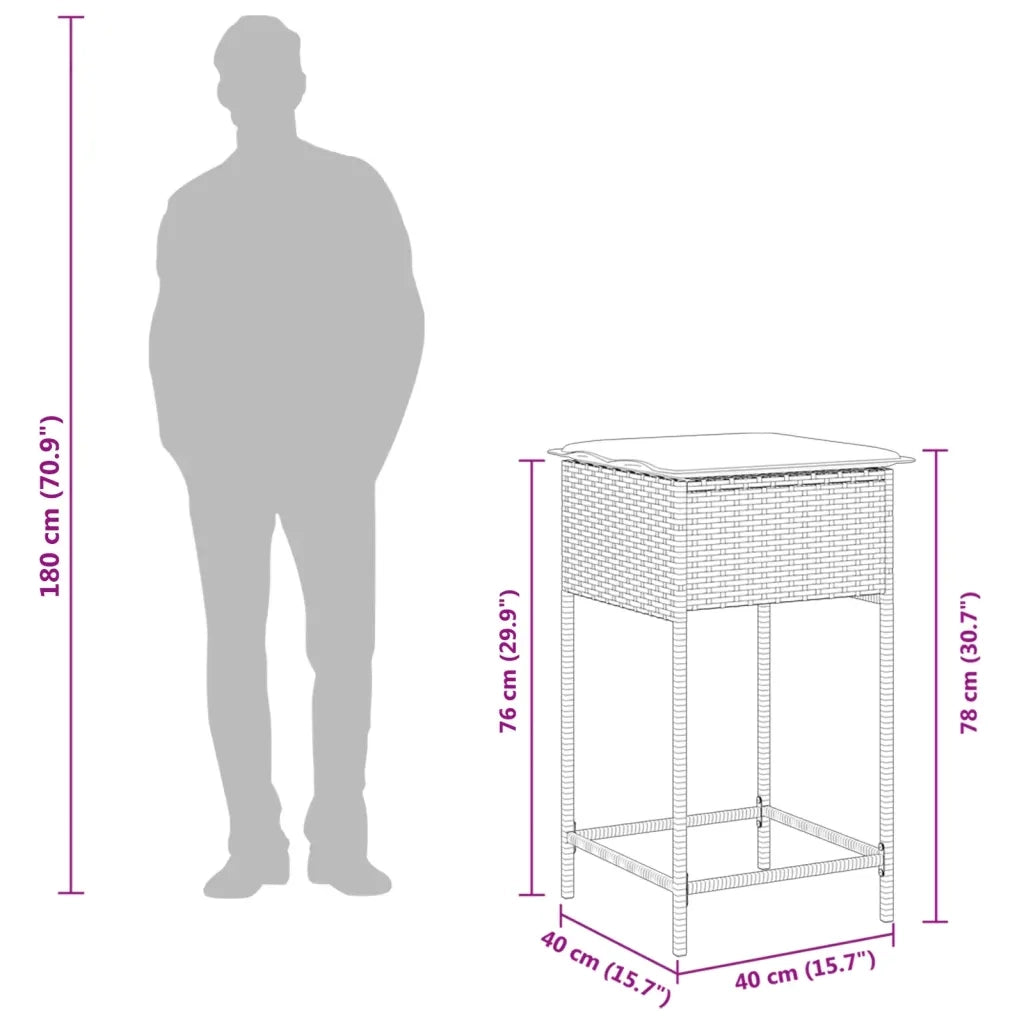 Sgabelli da Bar con Cuscini 2 pz Grigio Chiaro in Polyrattan CFW6495864