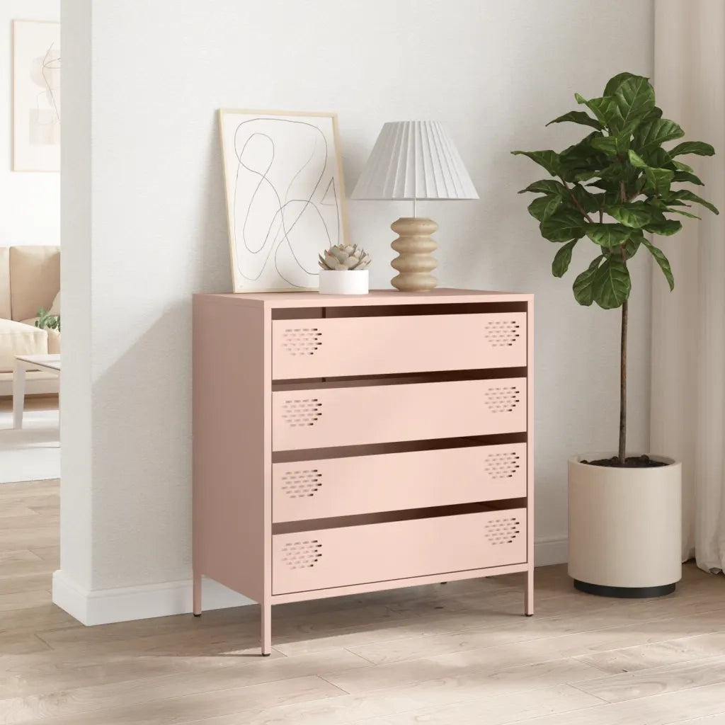 Credenza Rosa 68x39x73,5 cm in Acciaio Laminato a Freddo