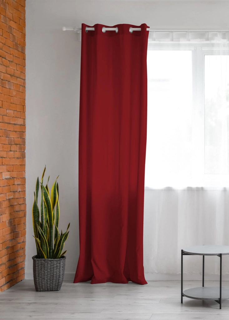 Tenda Semioscurante 140 x 290 Cm Moderne Con Occhielli  Bordeaux - 1 Tenda