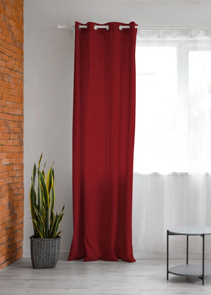 Tenda Semioscurante 140 x 290 Cm Moderne Con Occhielli  Bordeaux - 1 Tenda