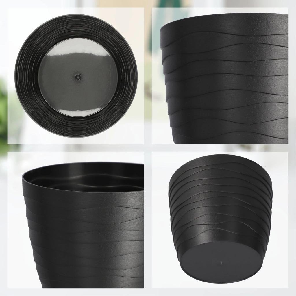Vaso da fiori KADAX in plastica, rotondo, nero, 17 cm, per fiori e piante.