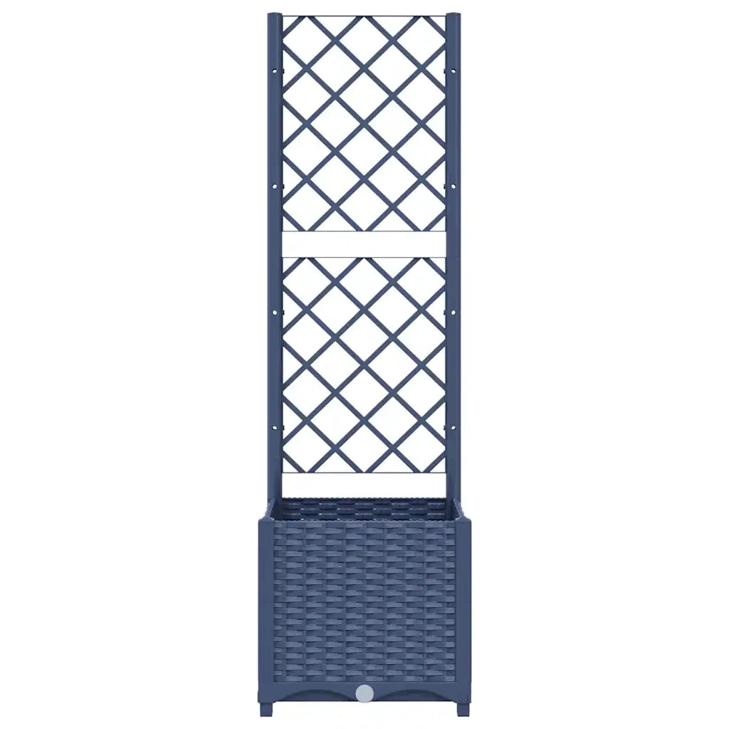 Fioriera | Cassetta per fiori | Vaso da giardino con traliccio blu grigio 40x40x136 cm PP