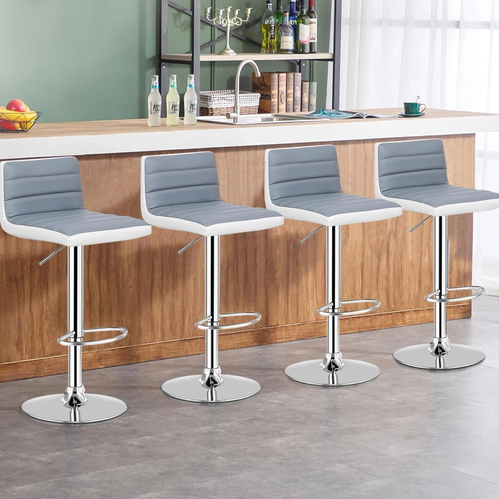 Set di 2 Sgabelli da Bar Regolabili, Sgabello Quadrato con Schienale Basso, Sedia Girevole con Poggiapiedi per Casa Bar Caffè, Capacità di Carico 150 kg