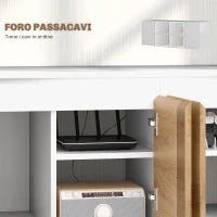 Set Mobile TV e Armadietto a Muro con 7 Ripiani e Scaffale Aperto, in Legno, 120x41x43.3 cm, Bianco e color Legno