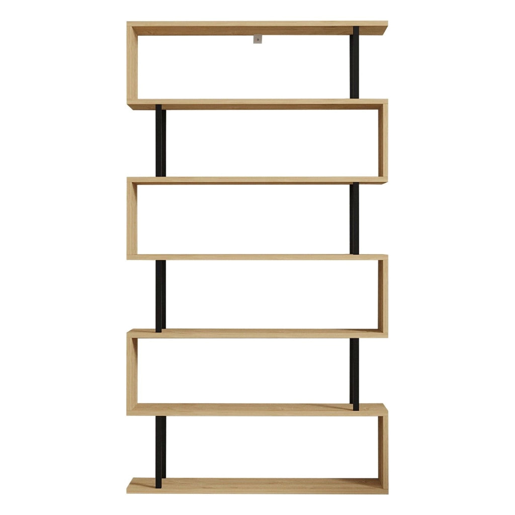 Biblioteca Stio, Libreria 5 Ripiani, 90x22x163h cm Marrone Rovere