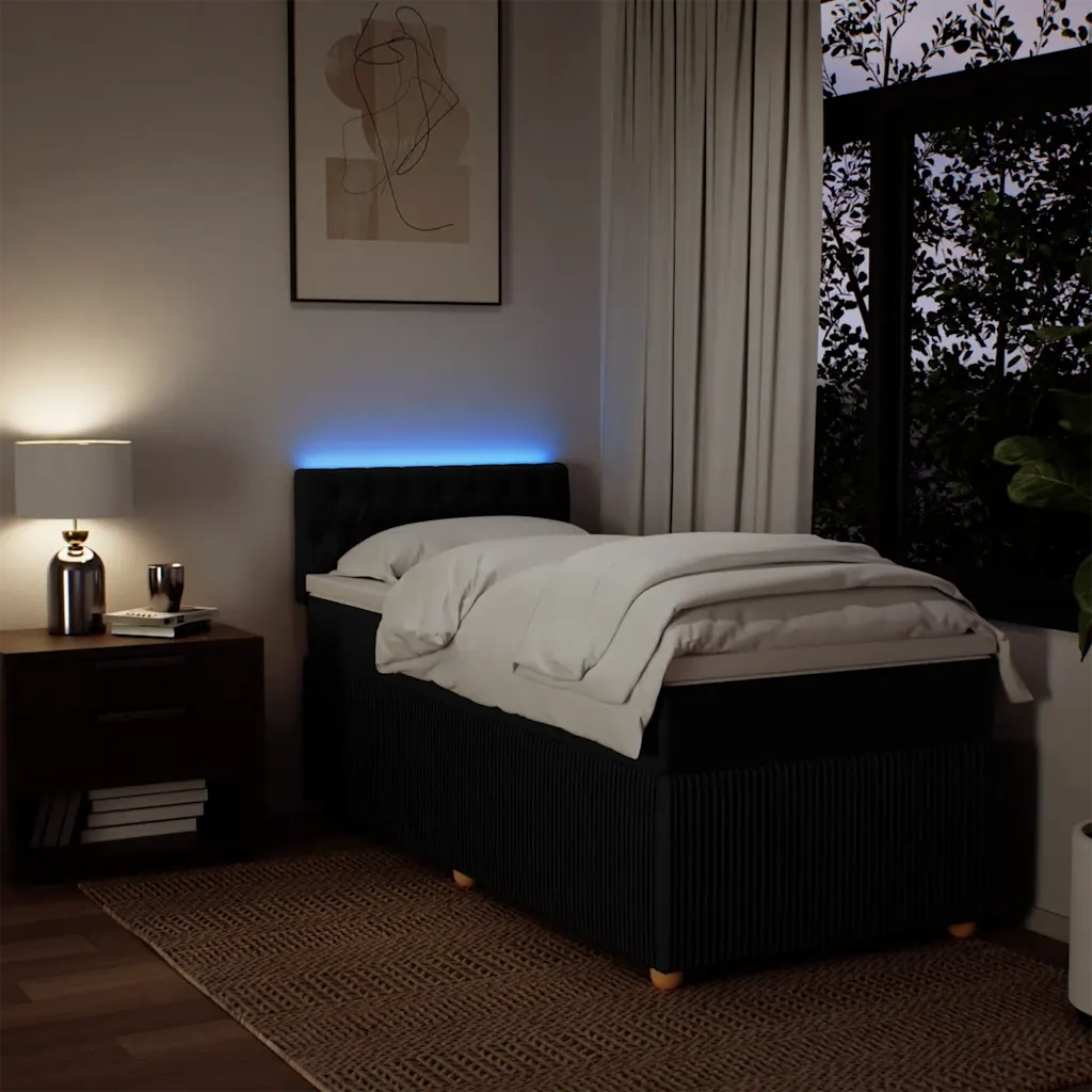 Giroletto a Molle con Materasso Nero 90x200 cm in Tessuto 3289648