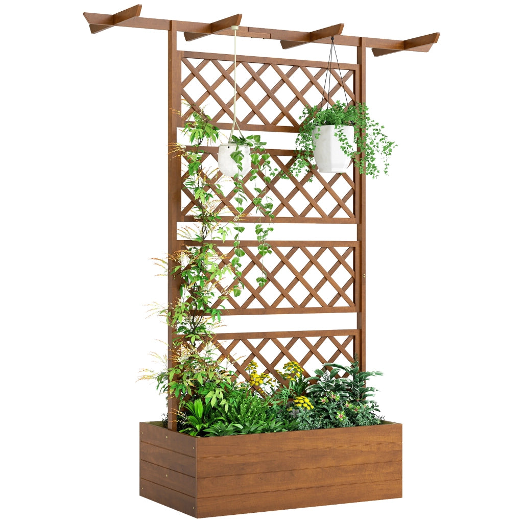 Fioriera Rialzata con Griglia ¨C zephmum ¨C Legno Effetto Naturale 60x30x30