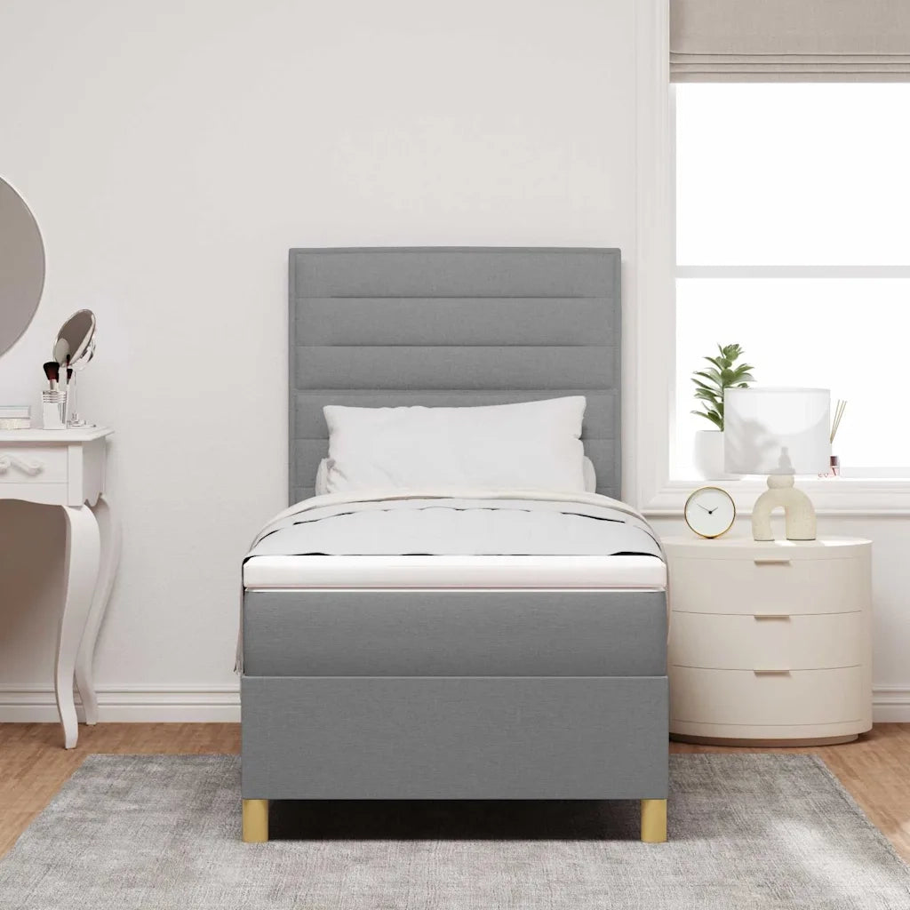 Letto a Sorgente LED Grigio chiaro 90 x 190 cm Tessuto