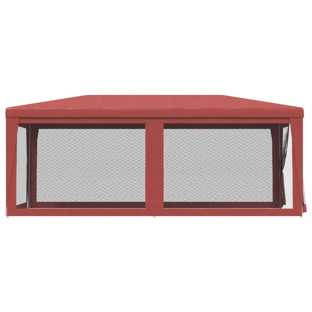 Tenda per Feste con 6 Pareti Laterali in Rete Rossa 3x6 m HDPE 319240