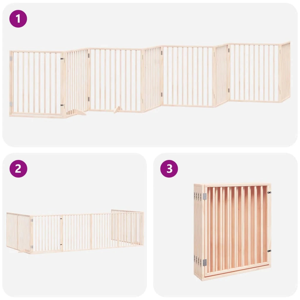 Cancelletto di sicurezza per animali domestici porta pieghevole 8 pannelli legno di pioppo marrone 02_0023242