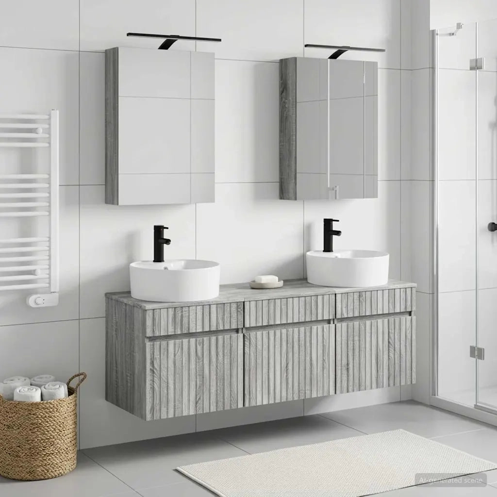 Set di Armadi da Bagno 5 pcs Sonoma grigio 50 x 14,5 x 70 cm 3406596