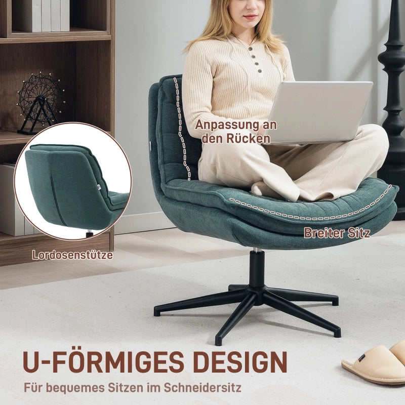 Sedia da ufficio girevole senza braccioli con seduta ampia e schienale ergonomico in poliestere verde scuro