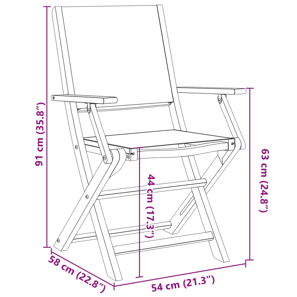 Sedie Giardino Pieghevoli 4pz Antracite Tessuto Legno Massello 3214577