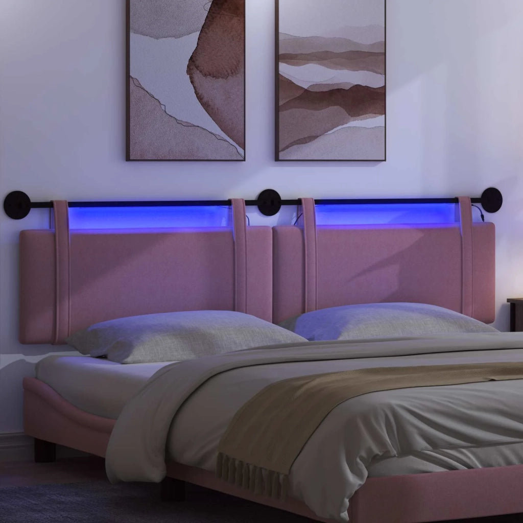 Testiera sospesa Con luce LED Rosa Tessuto 3424037