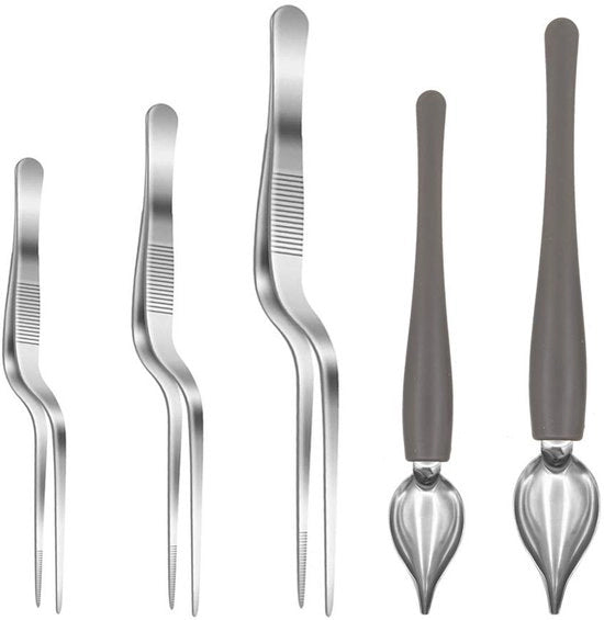 Set di cucito in acciaio inossidabile - tenaglie e cucchiai per salsa - set da 5 pezzi 

Modello: 12345
Materiali: Acciaio inossidabile
Caratteristiche: Ergonomiche, facile da pulire, resistente all'usura