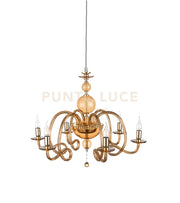 LAMPADARIO VIVALDI 6 LUCI AMBRA ORO ATTACCO E14 D.75CM