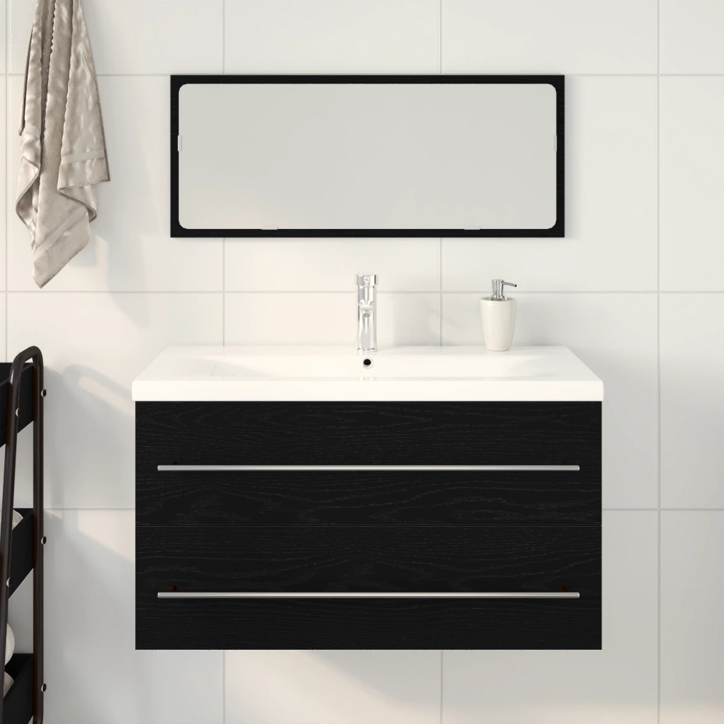Mobile Lavabo Bagno con Lavello Incorporato Rovere Nero