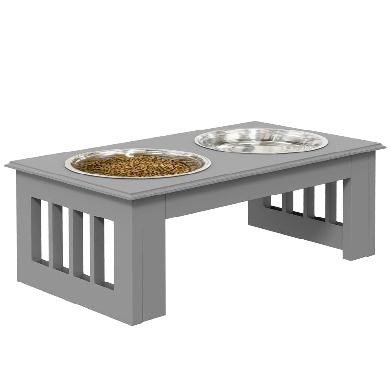 CIOTOLE ALZATE PER CANI 44x24x15 cm Grigio MDF e acciaio inox