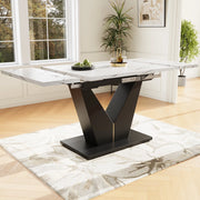 Tavolo da pranzo allungabile 99-159x75 cm bianco e nero