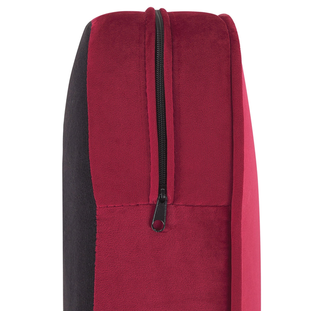 Divano Chesterfield Tessuto Velluto Rosso Scuro Rivestimento Gambe Nere 3 Posti
