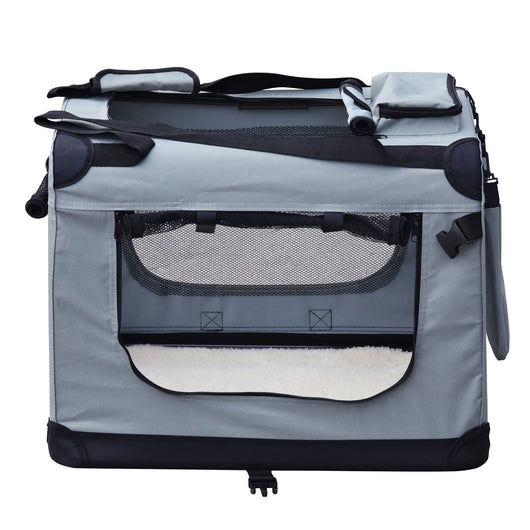 Fudajo Trasportino pieghevole grigio per animali domestici Taglia XL (82x56x58cm) maniglia/copertina