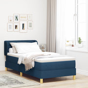 Letto con Box Spring e Materasso Blu 100x200 cm Tessuto