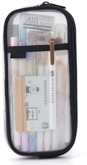 Etui trasparente per gas, grande etui per gas con chiusura a righello, etui trasparente, borsa multifunzionale per materiali da ufficio, etui per scuola e ufficio (bianco)