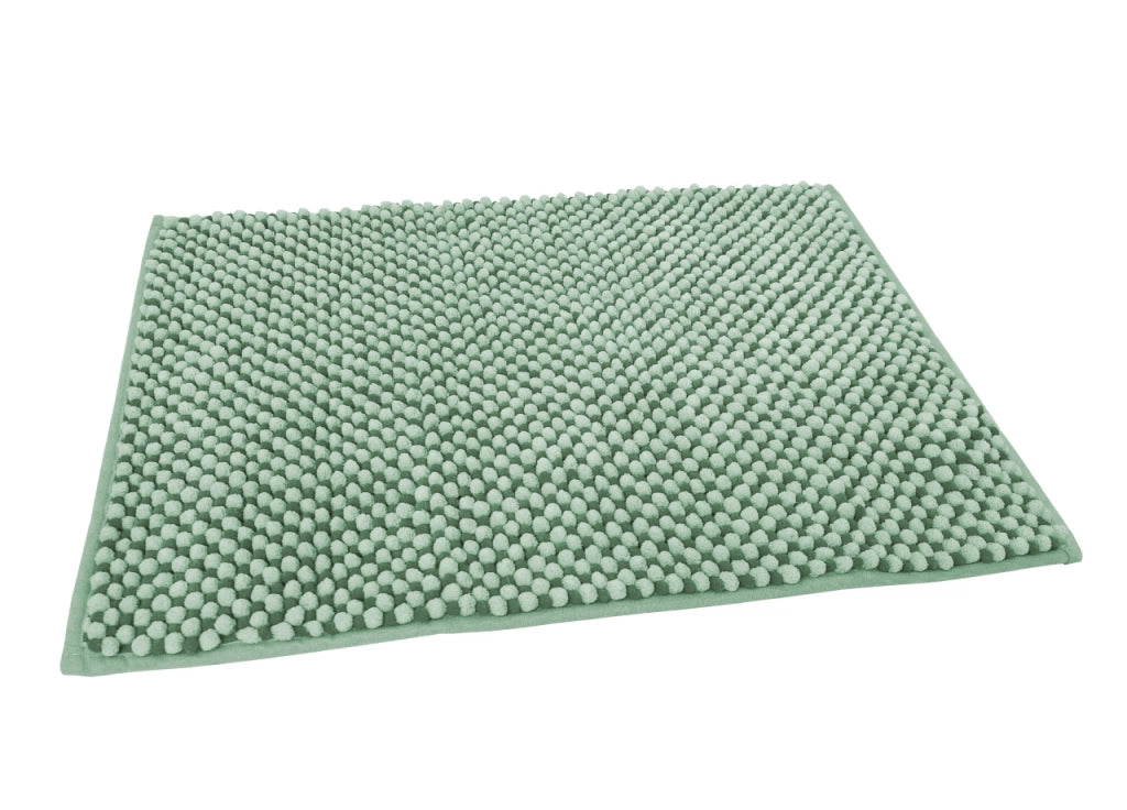 Tappeto Bagno Doccia Antiscivolo In Ciniglia Super Assorbente Modello Dots - 50x80 - Salvia