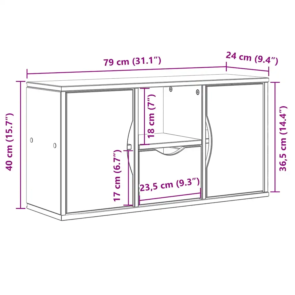 Mobile Porta TV con Cassetto ODDA 79x24x40 cm in Legno di Pino 4103605