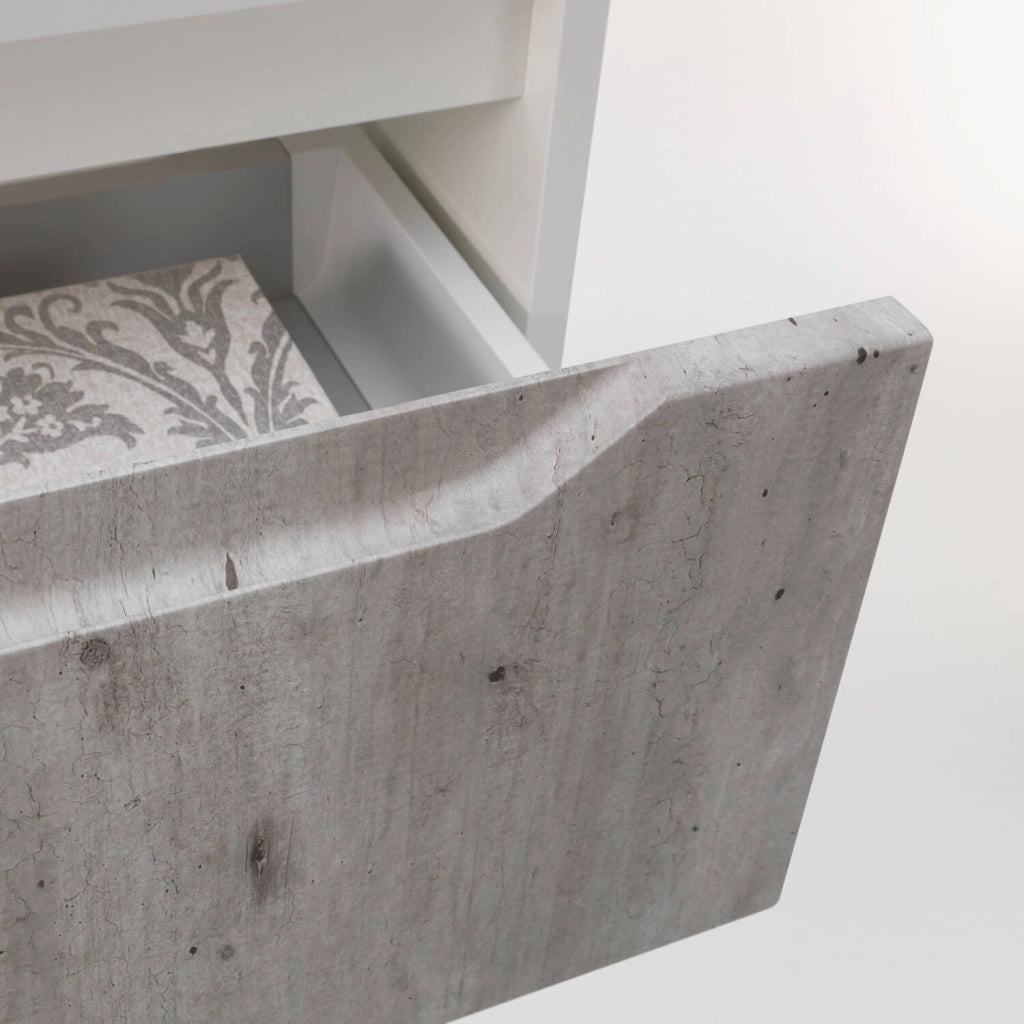 Mobile Bagno Sospeso 90 cm Lavabo Specchio Lampada a LED e 1 Pensile TFT Belsk Cemento