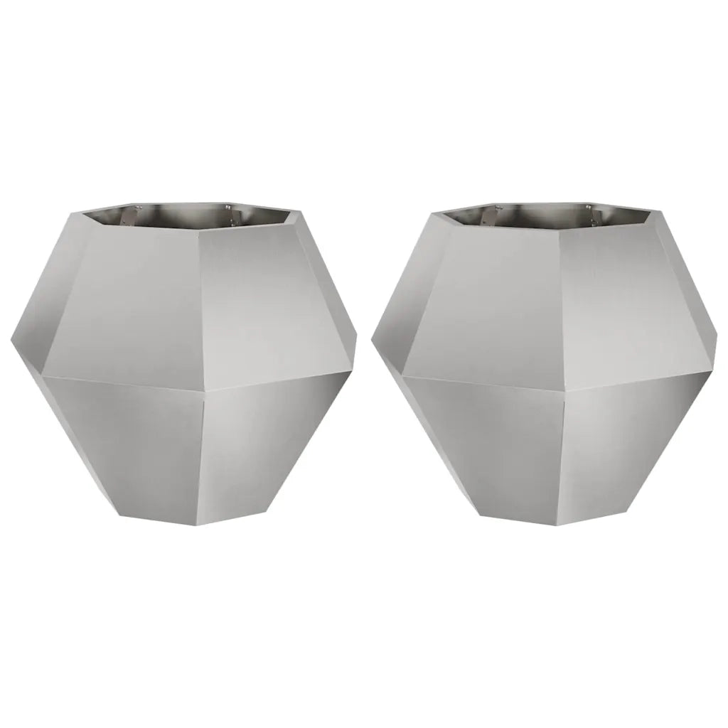 2 pz Fioriera | Cassetta per fiori | Vaso Argento 75 x 75 x 60 cm Acciaio inossidabile