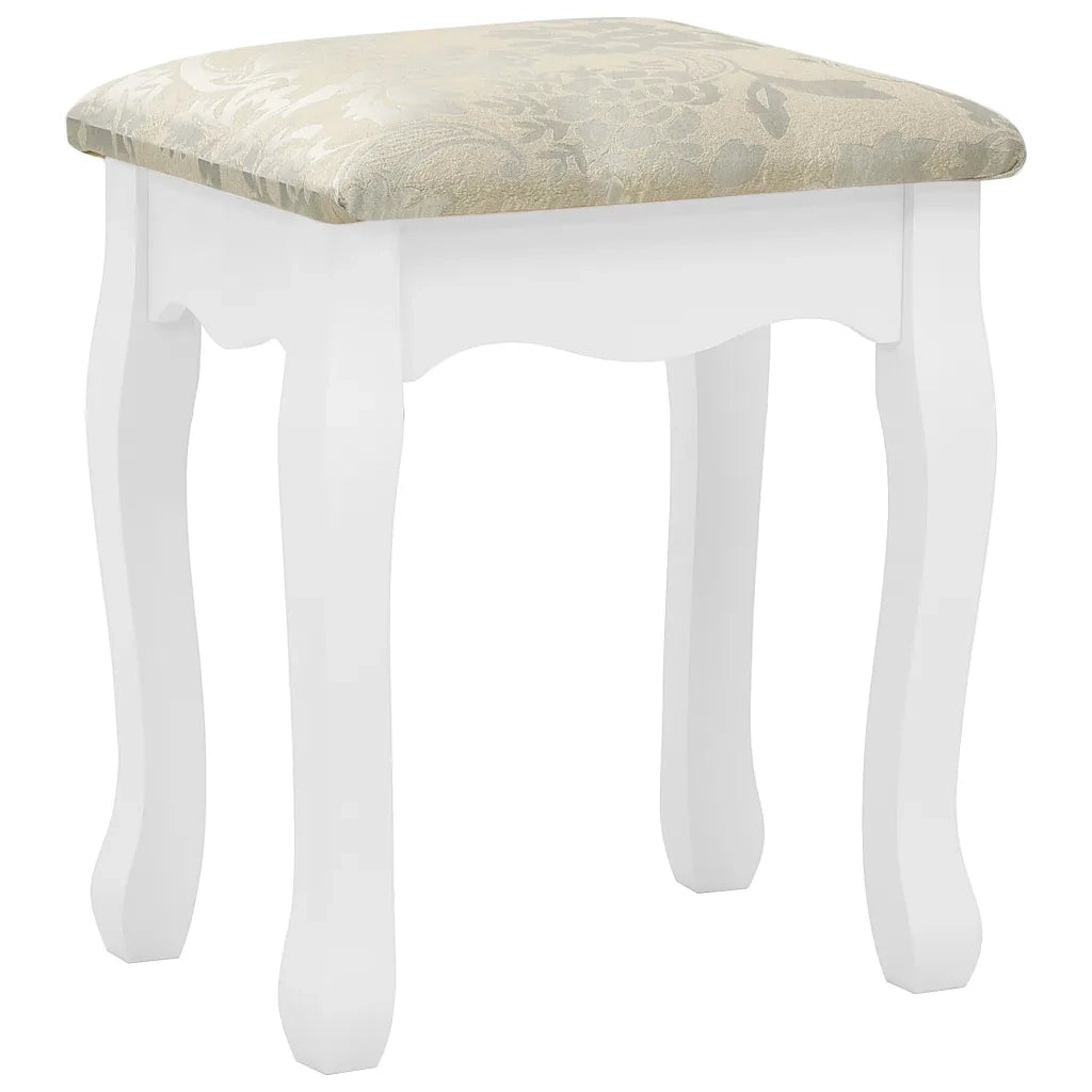 Tavolo da Trucco e Sgabello Bianco 75x69x140 cm Legno Paulownia