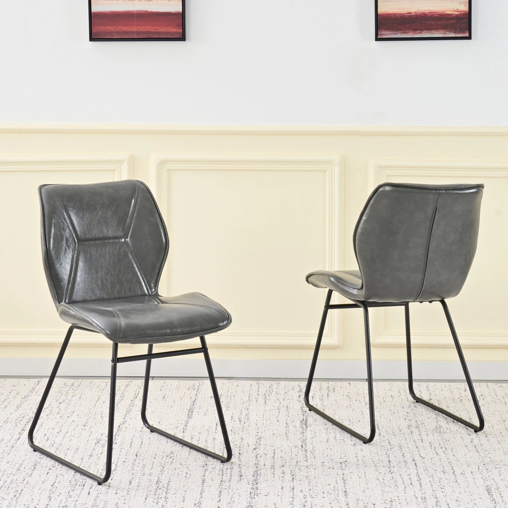SEDIA da pranzo Set da 2 pezzi in similpelle Grigio con struttura in metallo