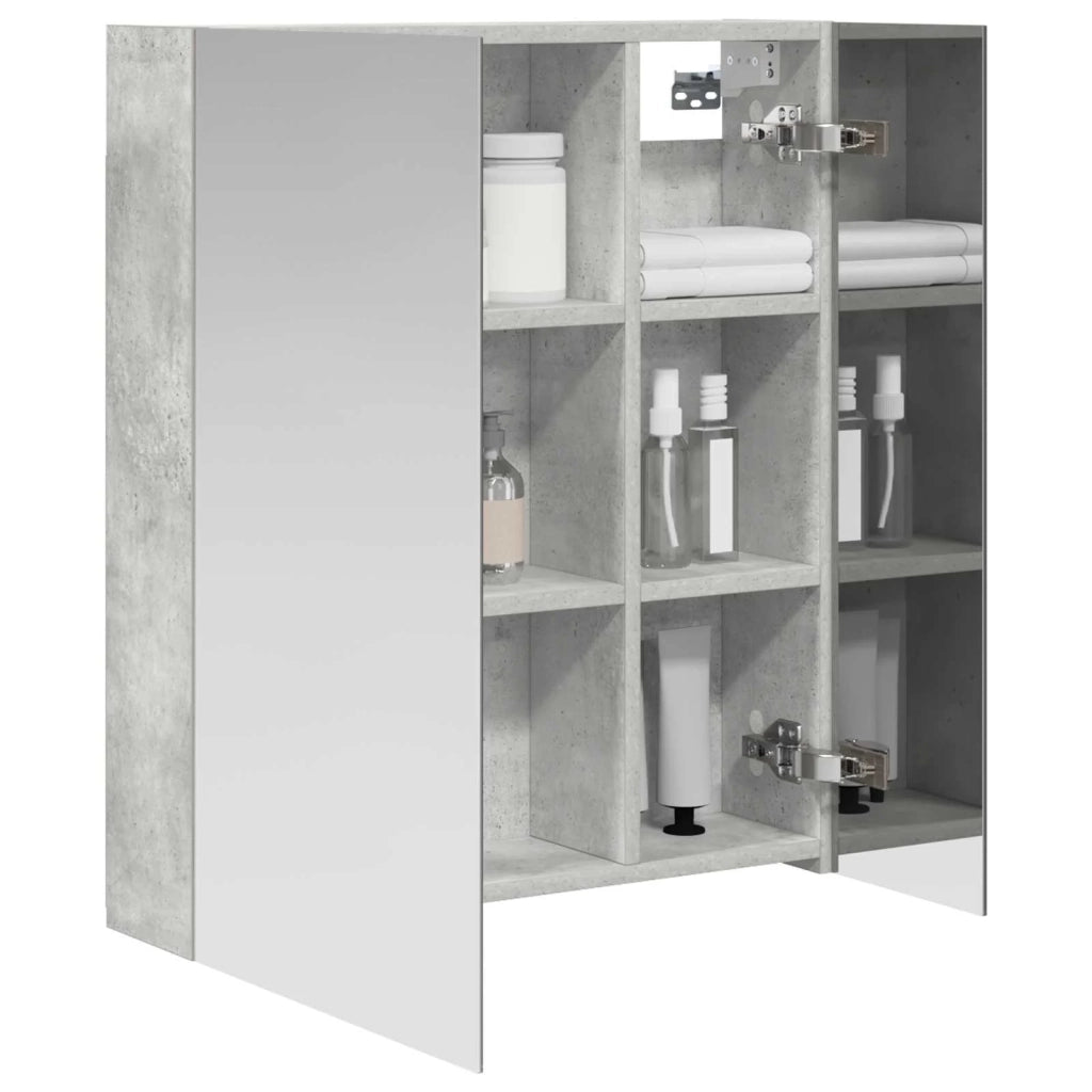 Mobiletto per specchio da bagno con lo scaffale Grigio cemento 889058