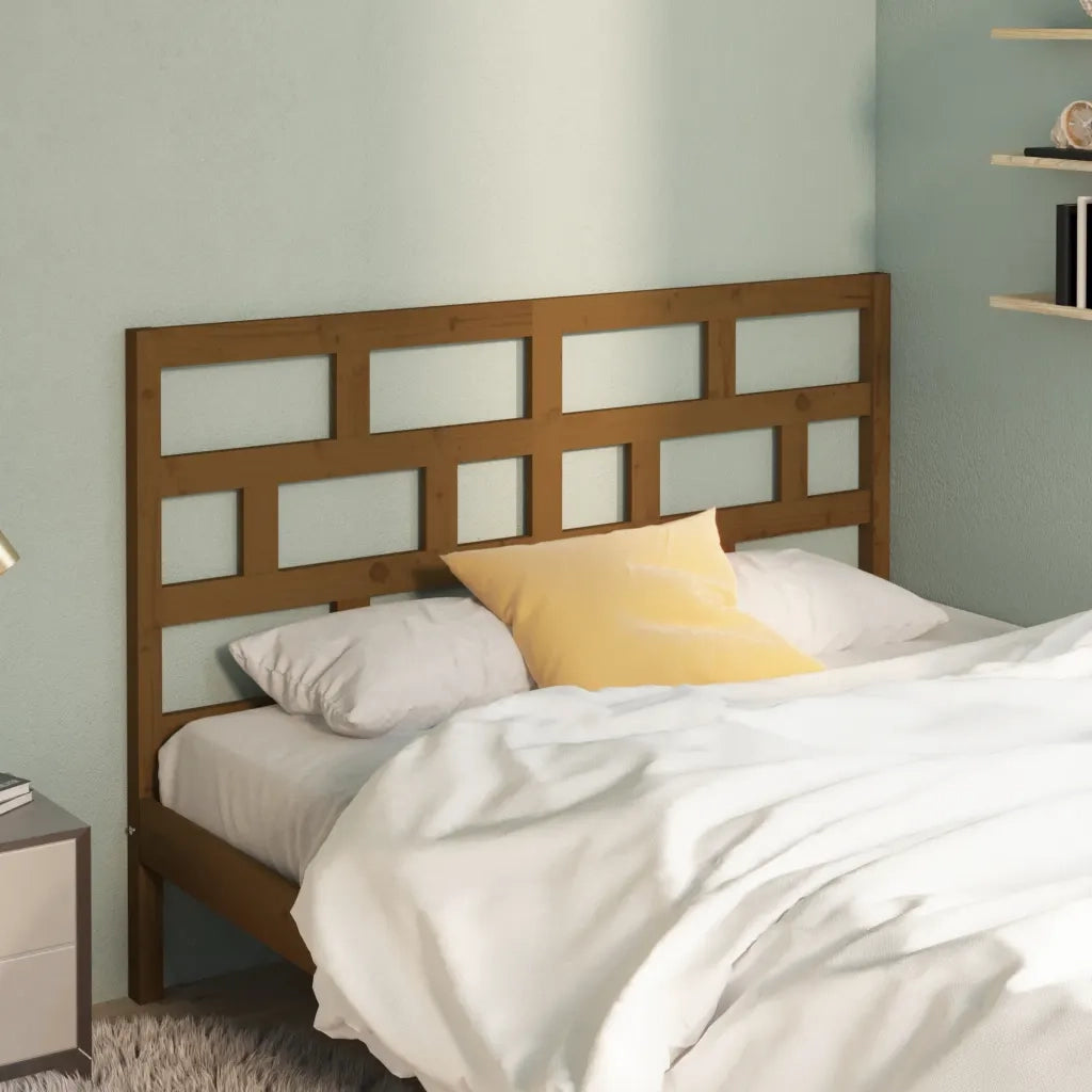 Testiera per Letto-Testata-Testiera Decorativa ambra 146x4x100 cm in Legno Massello di Pino 516031