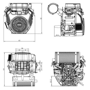 LIFAN 2V78F-3 Motore a benzina a 2 cilindri da 15kW (20,4CV) per trattori ed escavatori 25mm