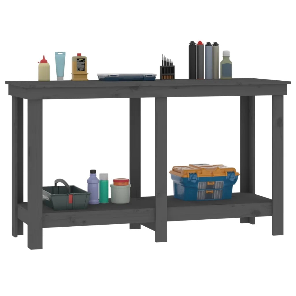Banco da Lavoro Grigio 140x50x80 cm in Legno Massello di Pino cod mxl 24735