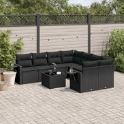 Set Divani da Giardino 9 pz con Cuscini Nero in Polyrattancod mxl 113235