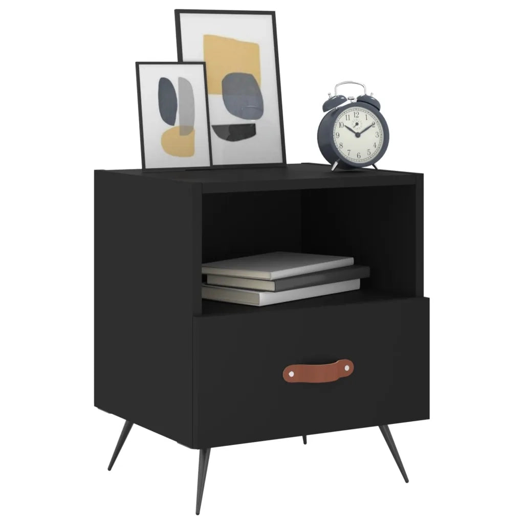 Set di 2 Comodini | Armadio da Notte | Mobiletto da notte Neri 40x35x47,5 cm in Legno Multistrato