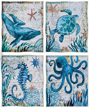 Asciugamani per cucina, 40*60cm Asciugamani assorbenti morbidi Asciugamani per la pulizia Microfibra Asciugamani riutilizzabili Set di 4 (Tartaruga + Ratto + Delfino + Cavallo di mare)