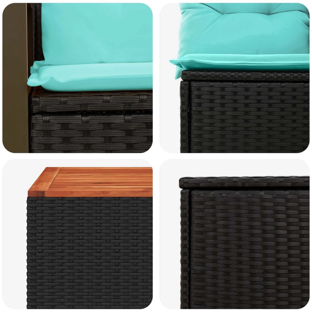 Set di divani 8 pz Nero e Blu Rattan sintetico e Acciaio 3448634